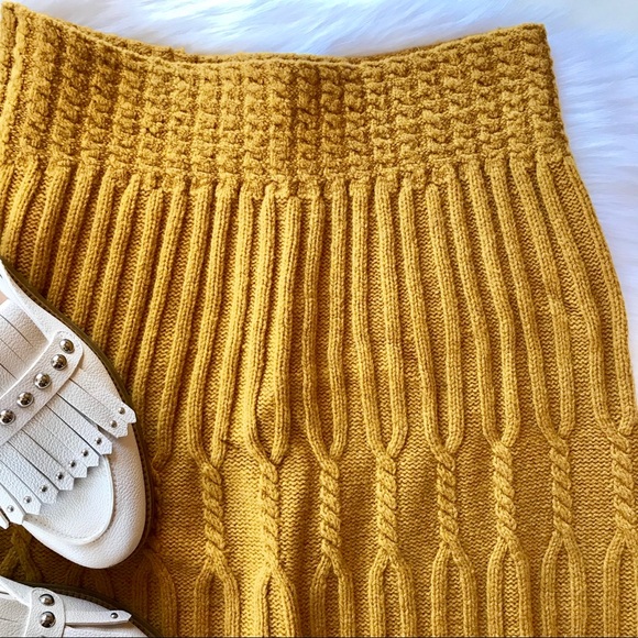 ANTHRO Far Away From Close Bellevue Mustard Skirt - Picture 4 of 7